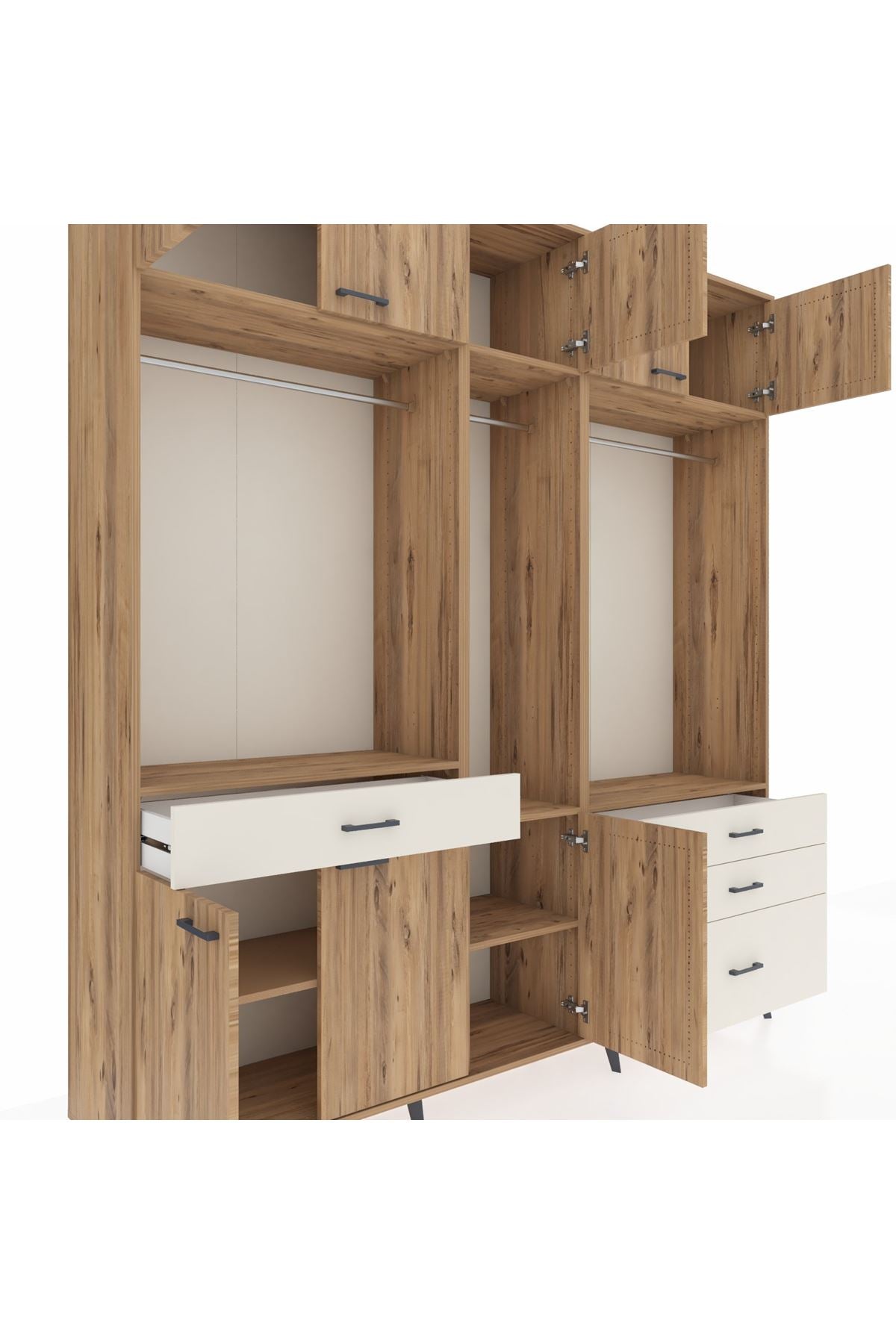 Hyperion Dolap 8 Raflı 4 Çekmeceli 3 Askılı 220x44x243 - S553M033V19B