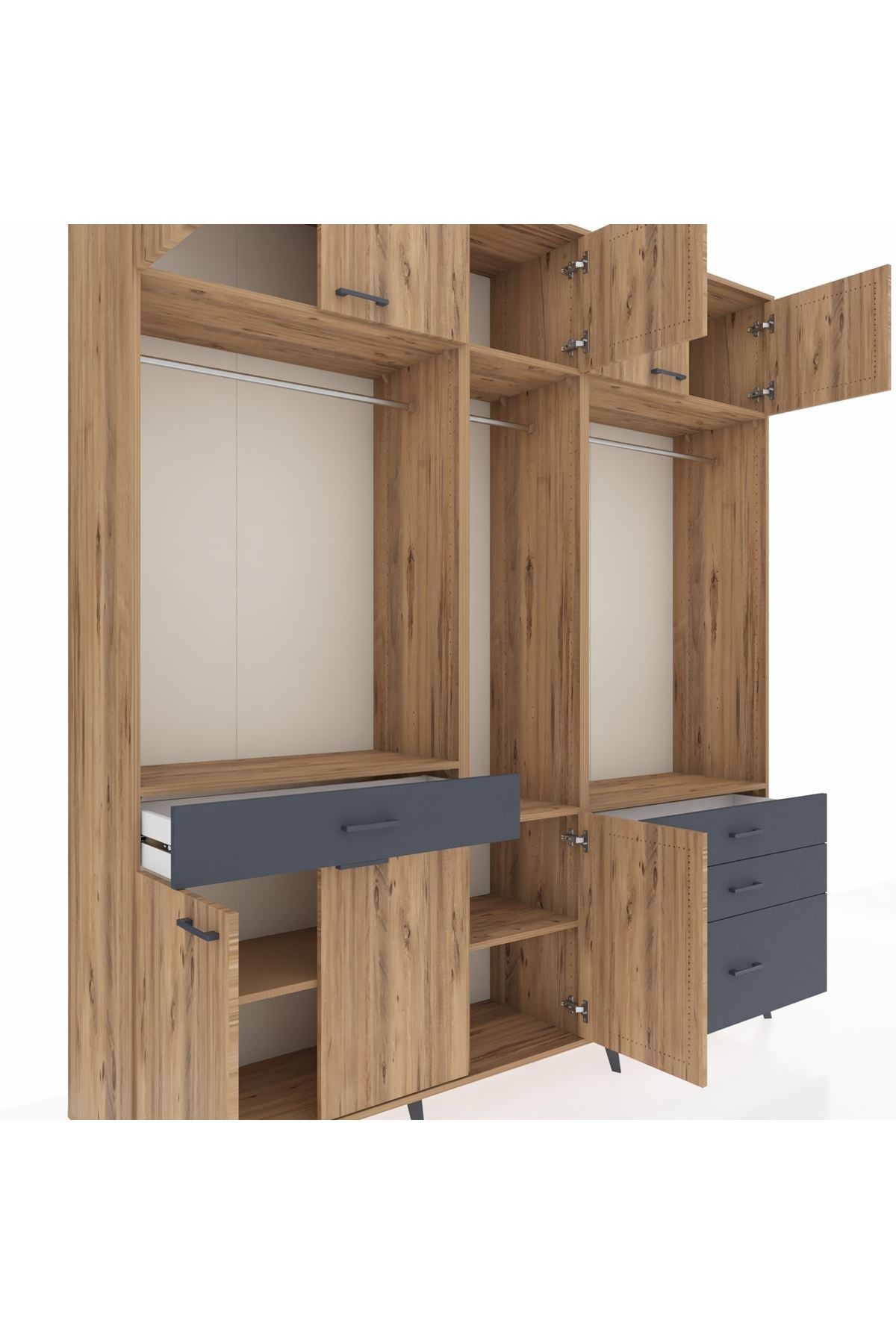 Hyperion Dolap 8 Raflı 4 Çekmeceli 3 Askılı 220x44x243 - S553M033V20B