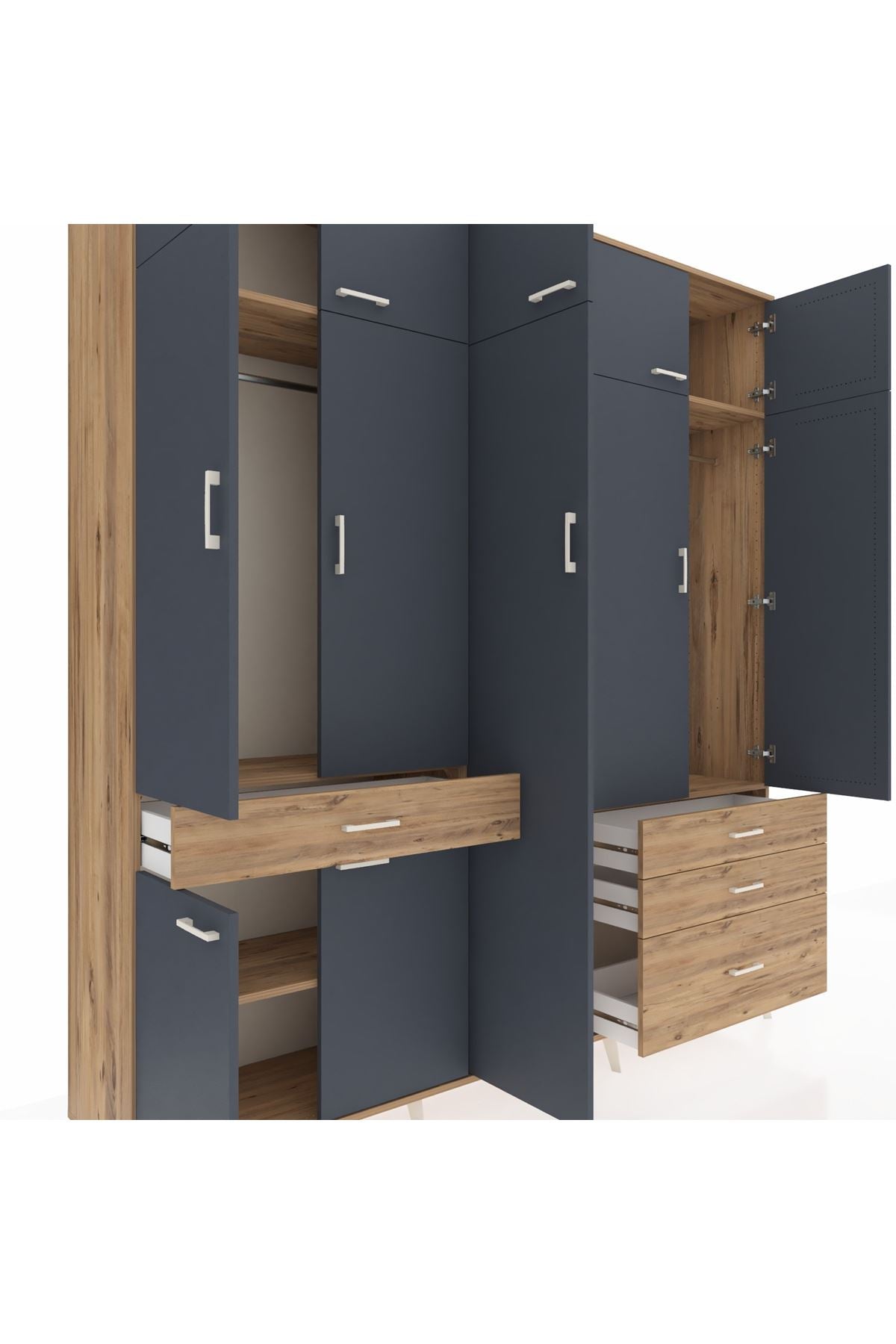 Hyperion Dolap 11 Raflı 4 Çekmeceli 2 Askılı 220x44x243 - S553M029V27B
