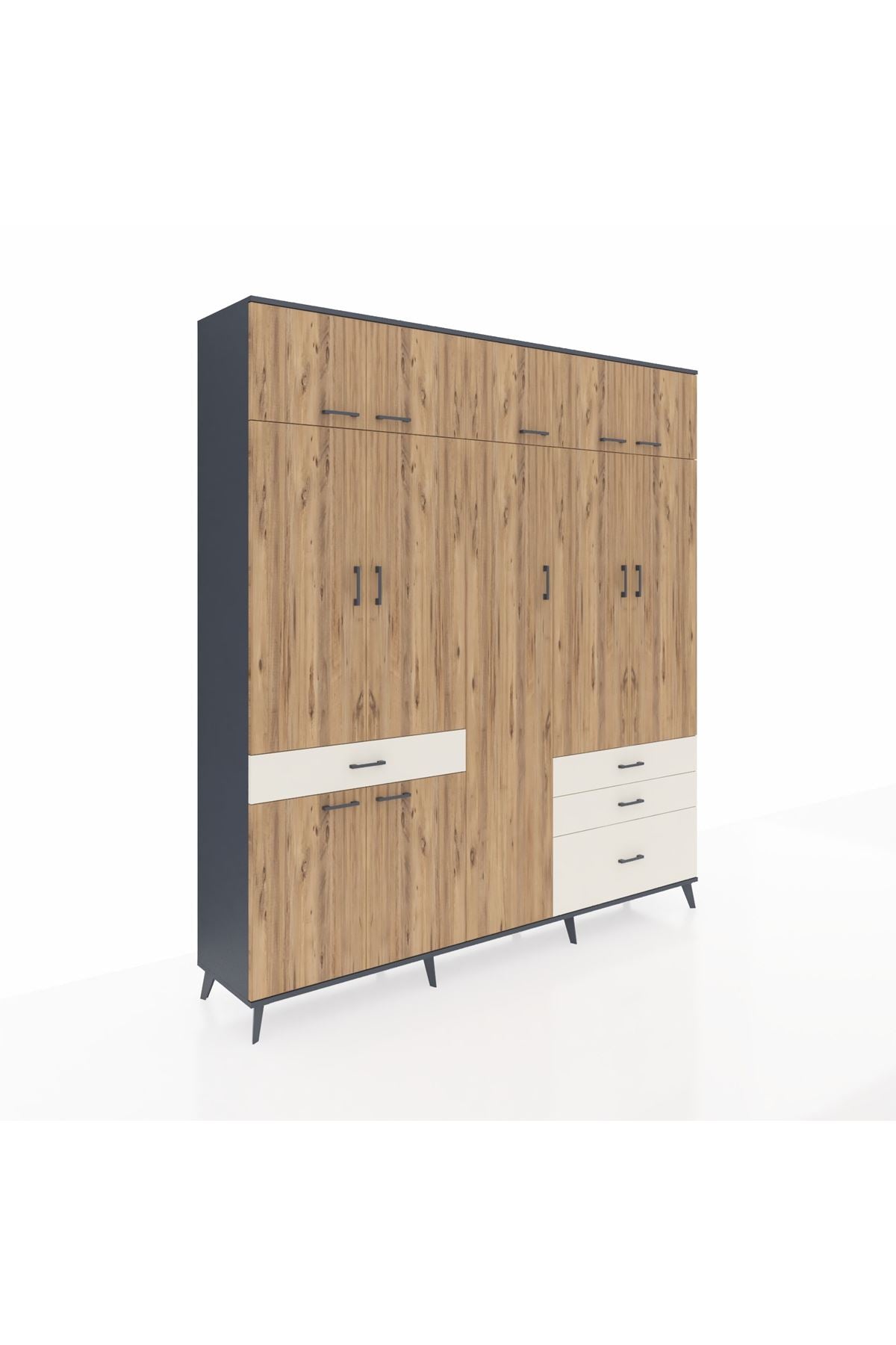 Hyperion Dolap 11 Raflı 4 Çekmeceli 2 Askılı 220x44x243 - S553M029V10B