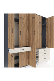 Hyperion Dolap 11 Raflı 4 Çekmeceli 2 Askılı 220x44x243 - S553M029V10B