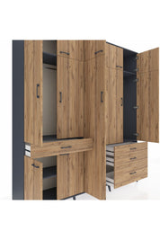 Hyperion Dolap 11 Raflı 4 Çekmeceli 2 Askılı 220x44x243 - S553M029V12B