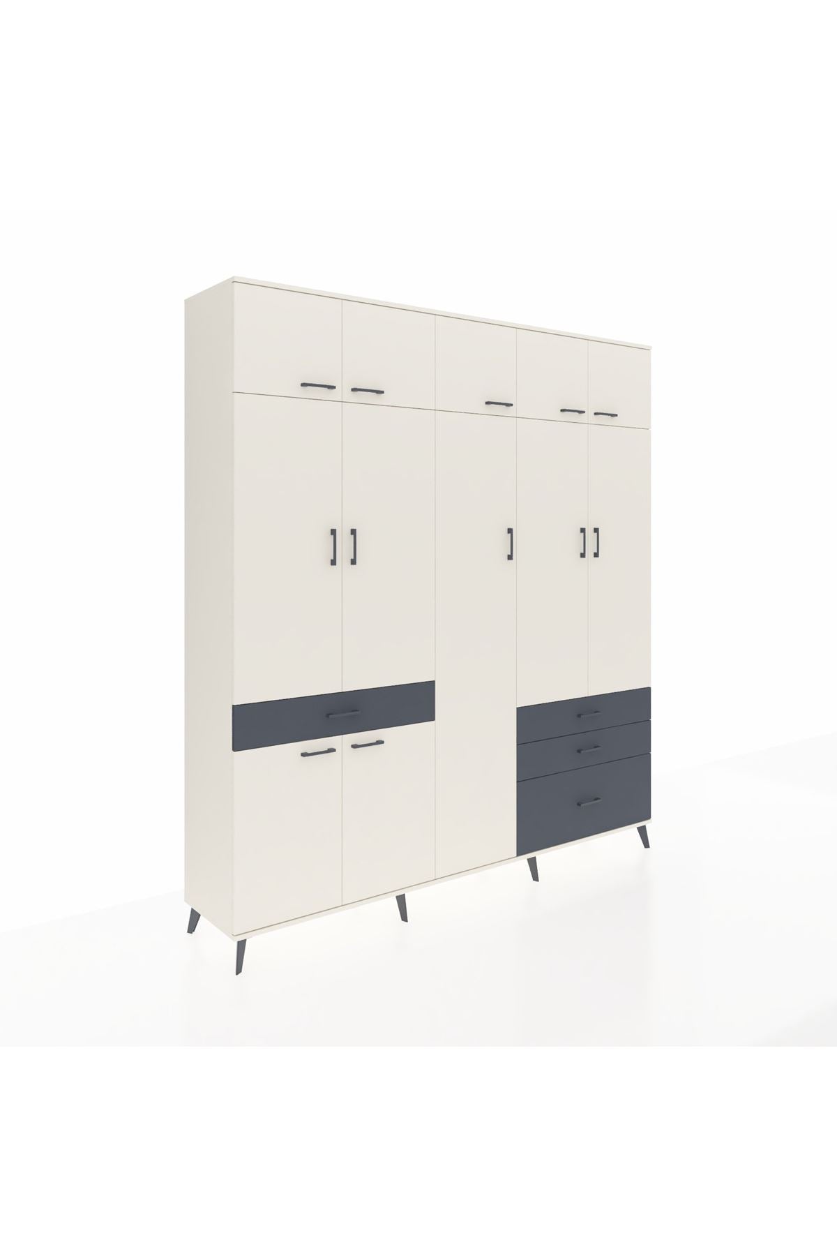 Hyperion Dolap 11 Raflı 4 Çekmeceli 2 Askılı 220x44x243 - S553M029V05B