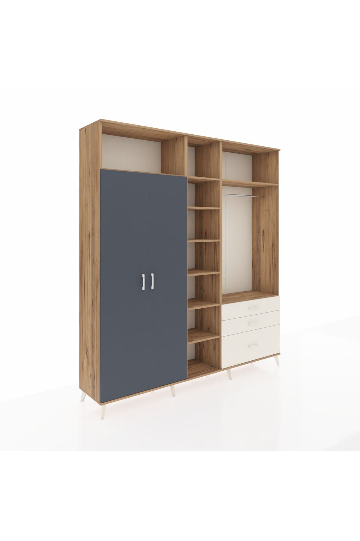 Hyperion Dolap 9 Raflı 3 Çekmeceli 2 Askılı 220x44x243 - S553M028V25B