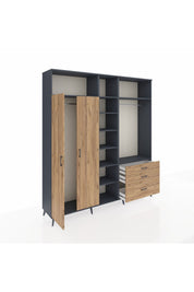 Hyperion Dolap 9 Raflı 3 Çekmeceli 2 Askılı 220x44x243 - S553M028V12B