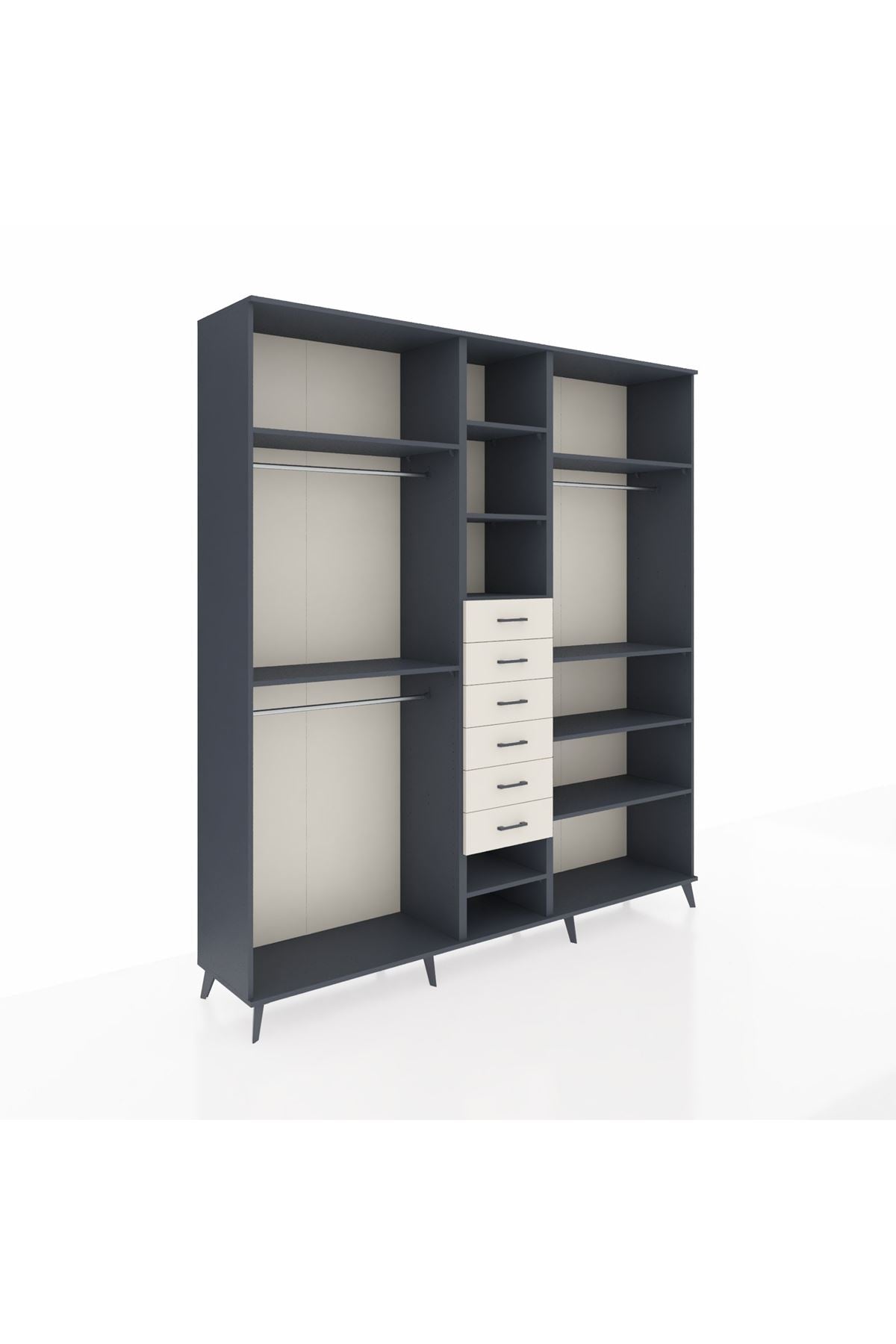 Hyperion Dolap 10 Raflı 6 Çekmeceli 3 Askılı 220x44x243 - S553M034V16B