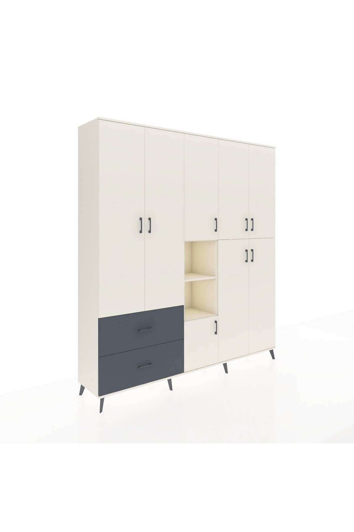 Hyperion Dolap 12 Raflı 2 Çekmeceli Tek Askılı 220x44x243 - S553M037V05B