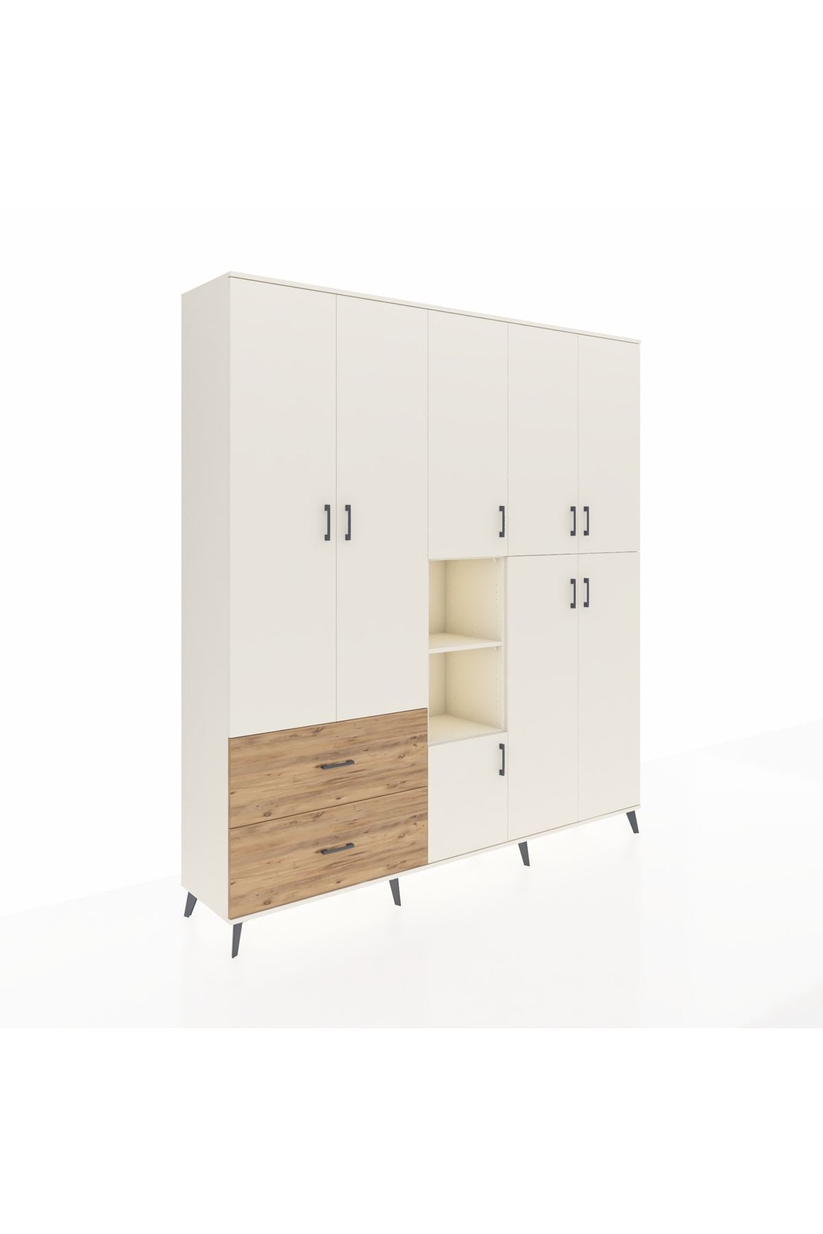 Hyperion Dolap 12 Raflı 2 Çekmeceli Tek Askılı 220x44x243 - S553M037V06B
