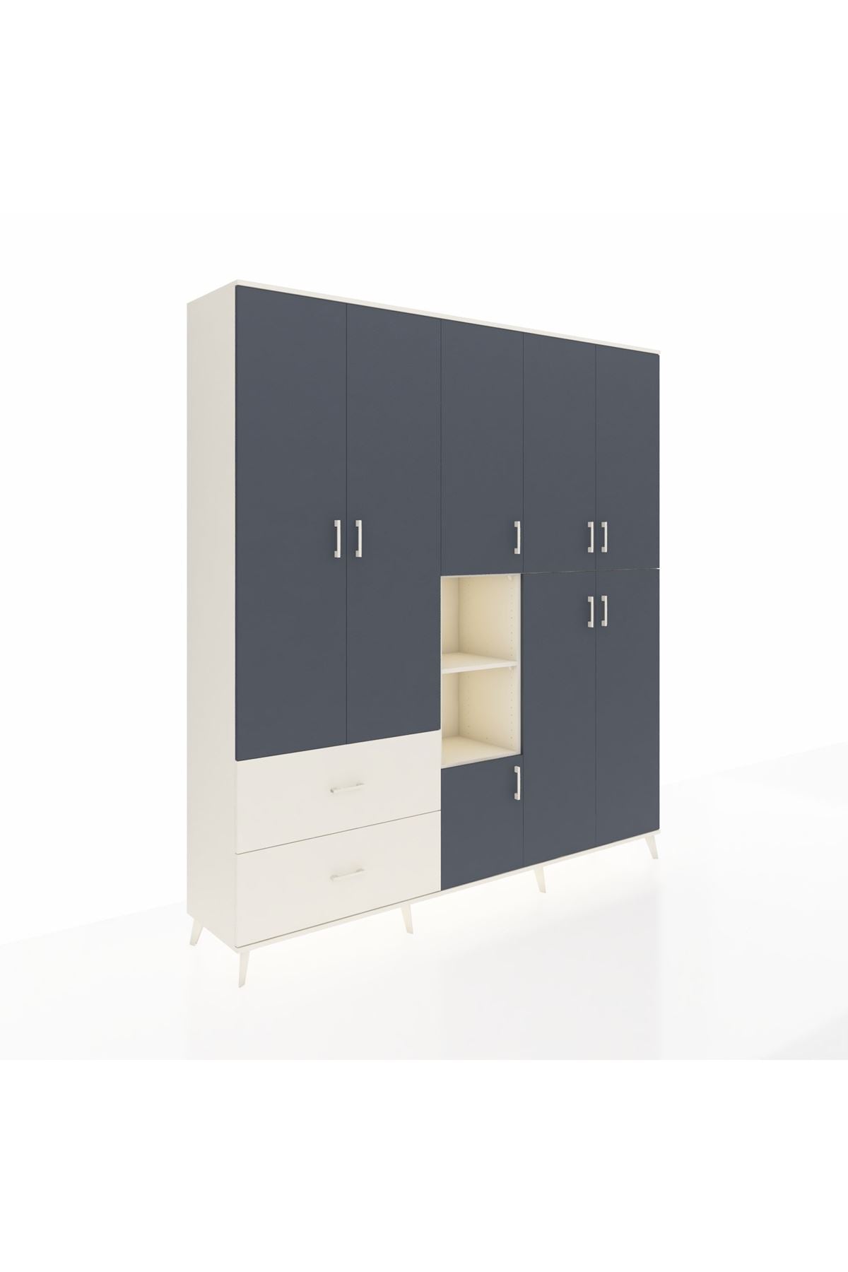 Hyperion Dolap 12 Raflı 2 Çekmeceli Tek Askılı 220x44x243 - S553M037V07B