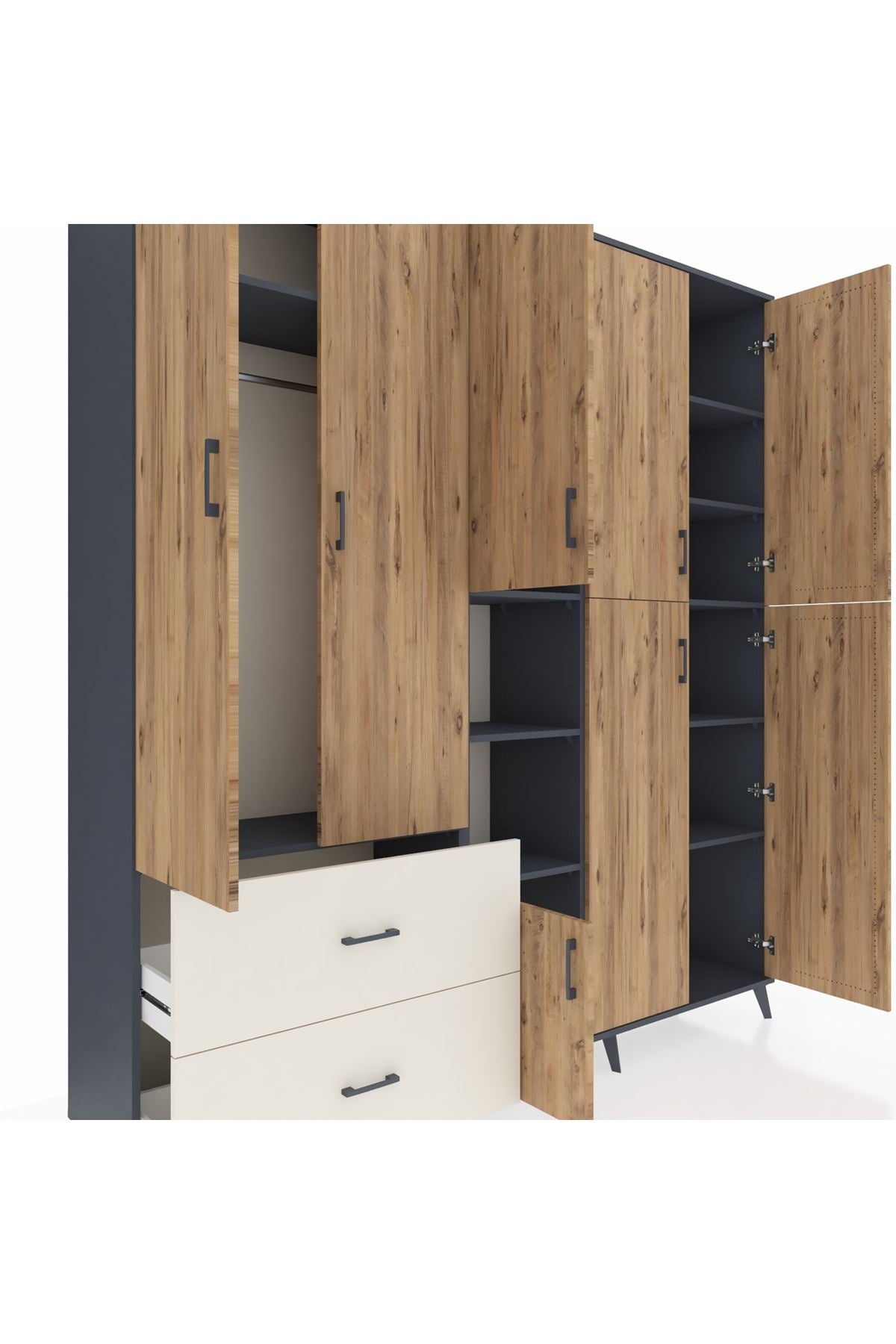 Hyperion Dolap 12 Raflı 2 Çekmeceli Tek Askılı 220x44x243 - S553M037V10B