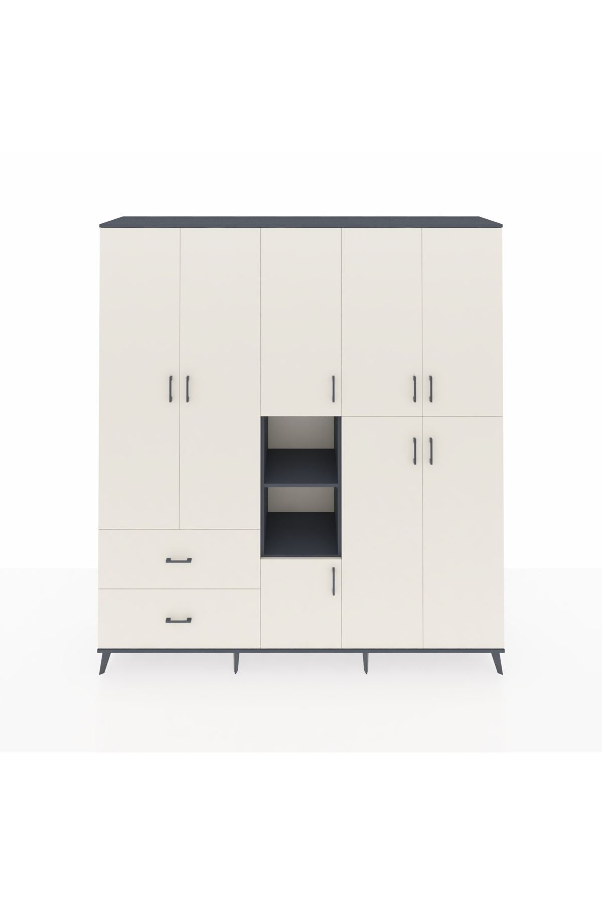 Hyperion Dolap 12 Raflı 2 Çekmeceli Tek Askılı 220x44x243 - S553M037V13B