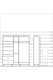 Hyperion Dolap 9 Raflı 3 Çekmeceli 3 Askılı 220x44x243 - S553M038V07B