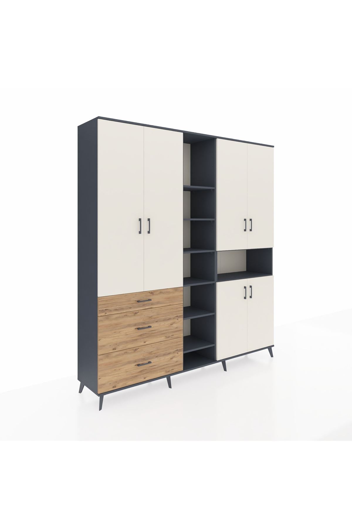 Hyperion Dolap 13 Raflı 3 Çekmeceli 6 Kapaklı 220x44x243 - S553M039V15B
