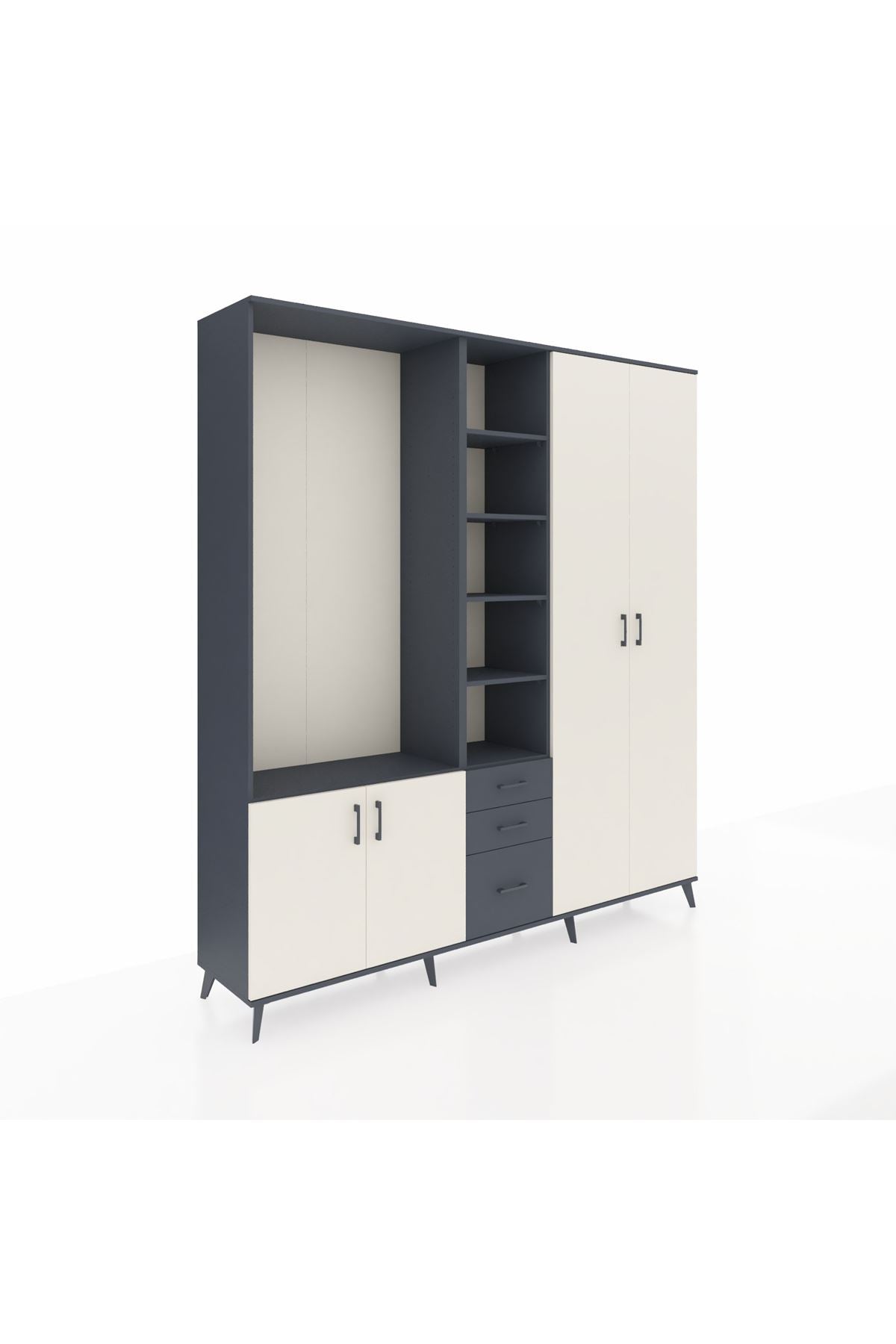 Hyperion Dolap 13 Raflı 3 Çekmeceli 4 Kapaklı 220x44x243 - S553M040V14B