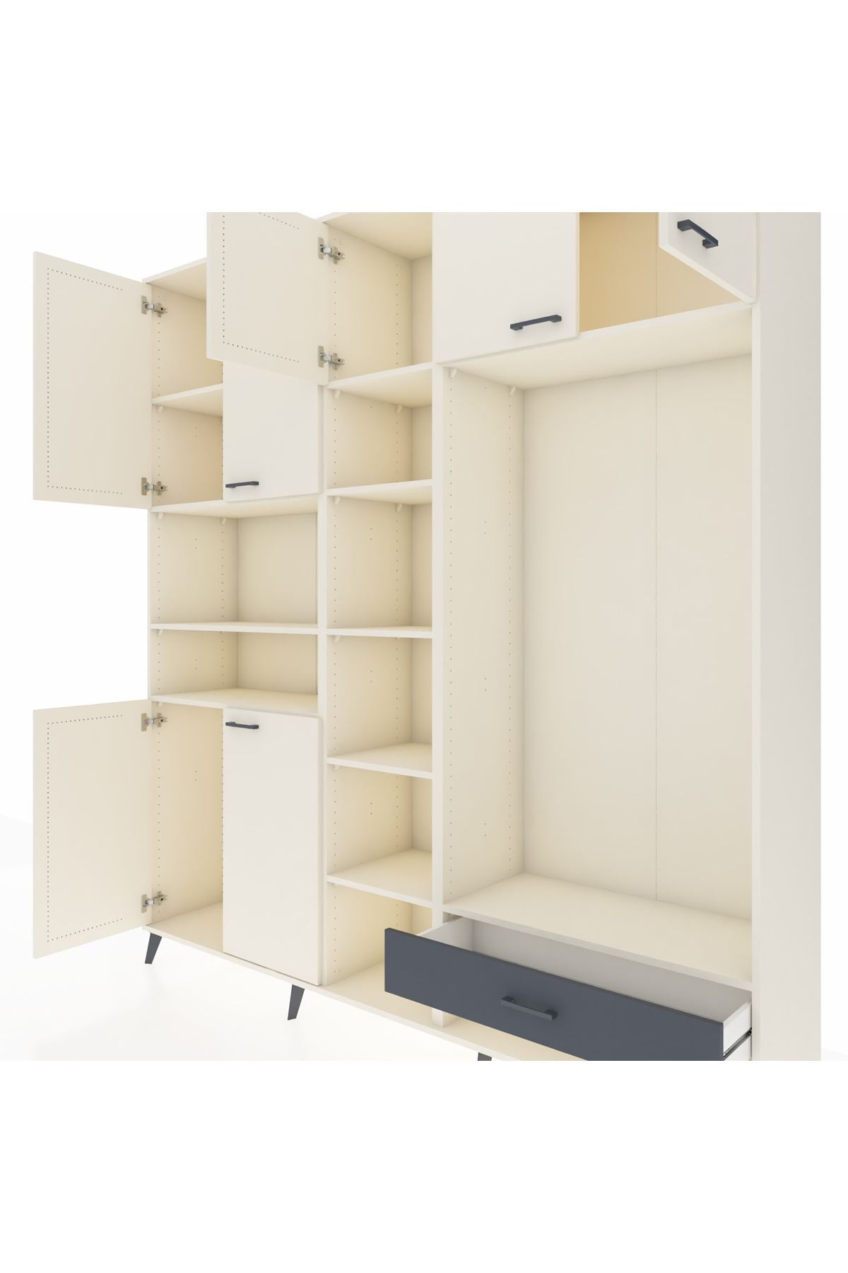 Hyperion Dolap 11 Raflı Tek Çekmeceli 7 Kapaklı 220x44x243 - S553M043V05B