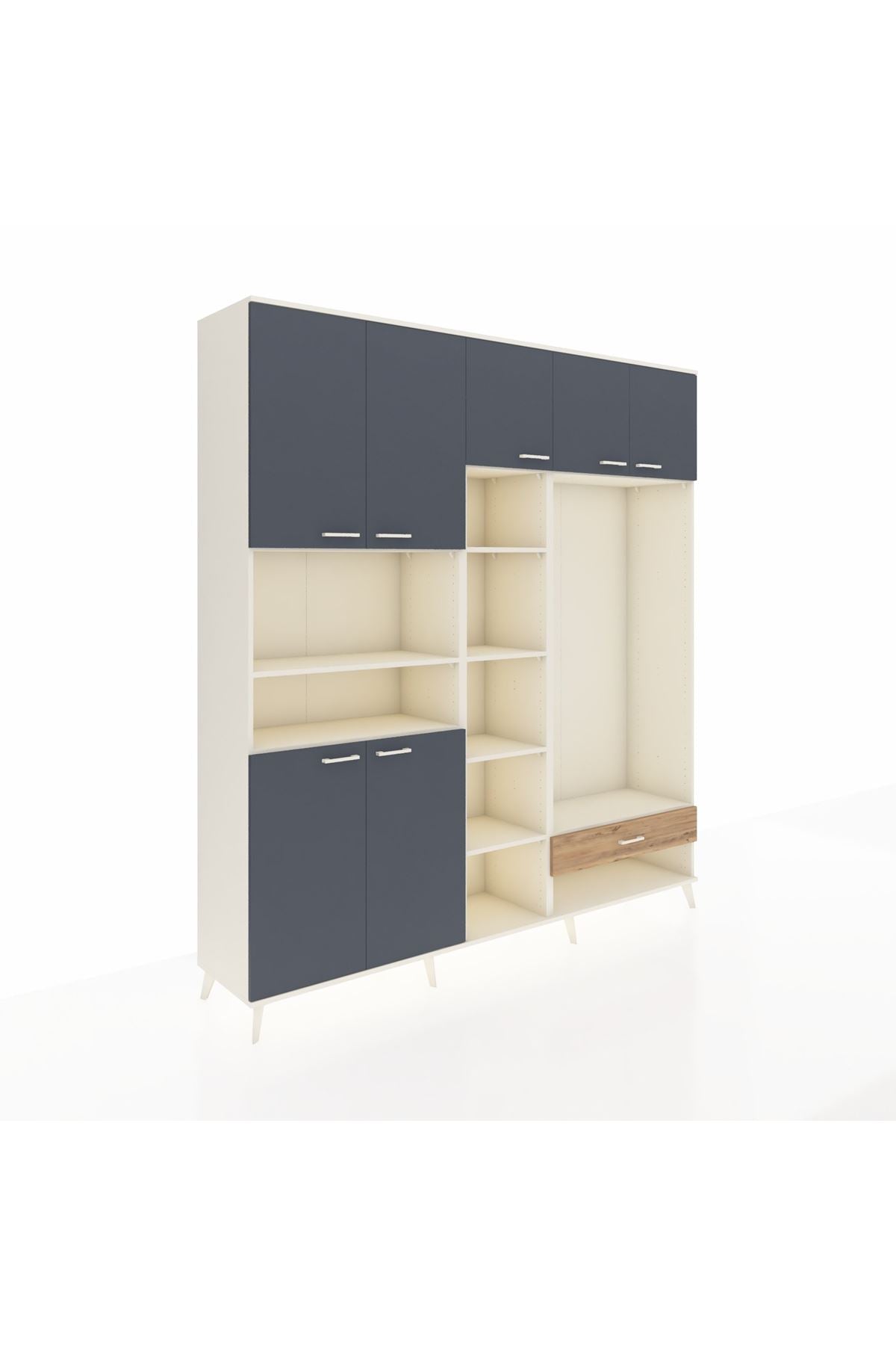 Hyperion Dolap 11 Raflı Tek Çekmeceli 7 Kapaklı 220x44x243 - S553M043V09B