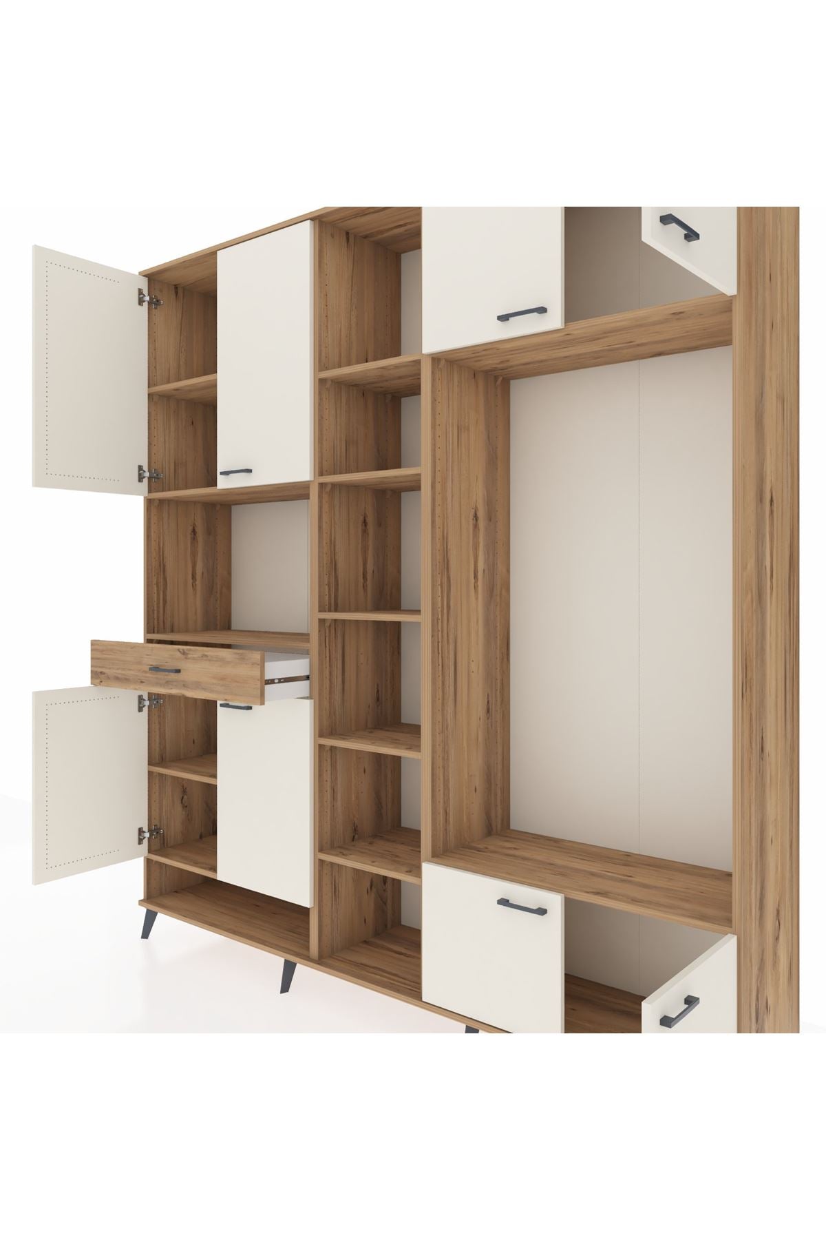 Hyperion Dolap 12 Raflı Tek Çekmeceli 8 Kapaklı 220x44x243 - S553M044V24B