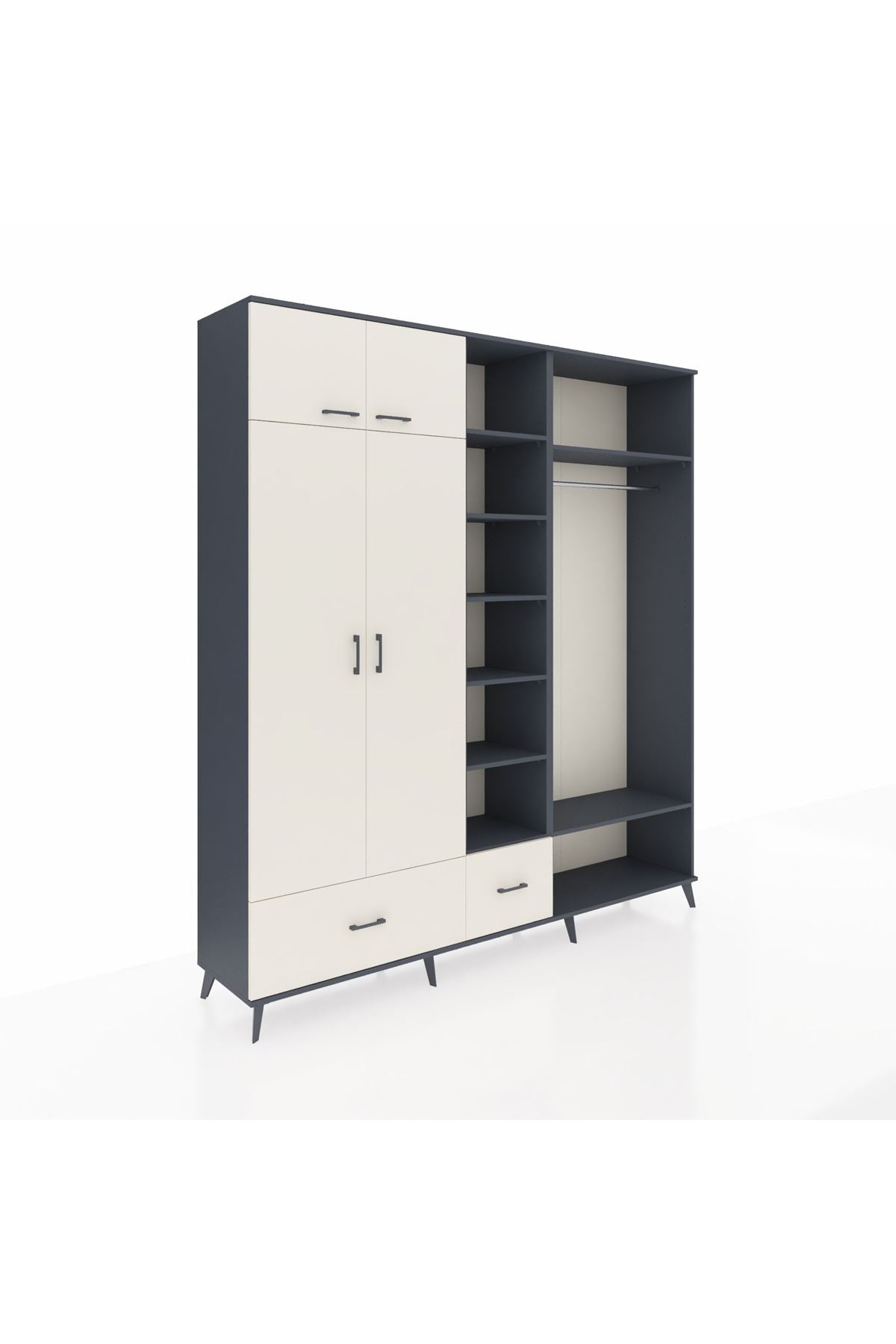 Hyperion Dolap 12 Raflı 2 Çekmeceli 2 Askılı 220x44x243 - S553M046V13B