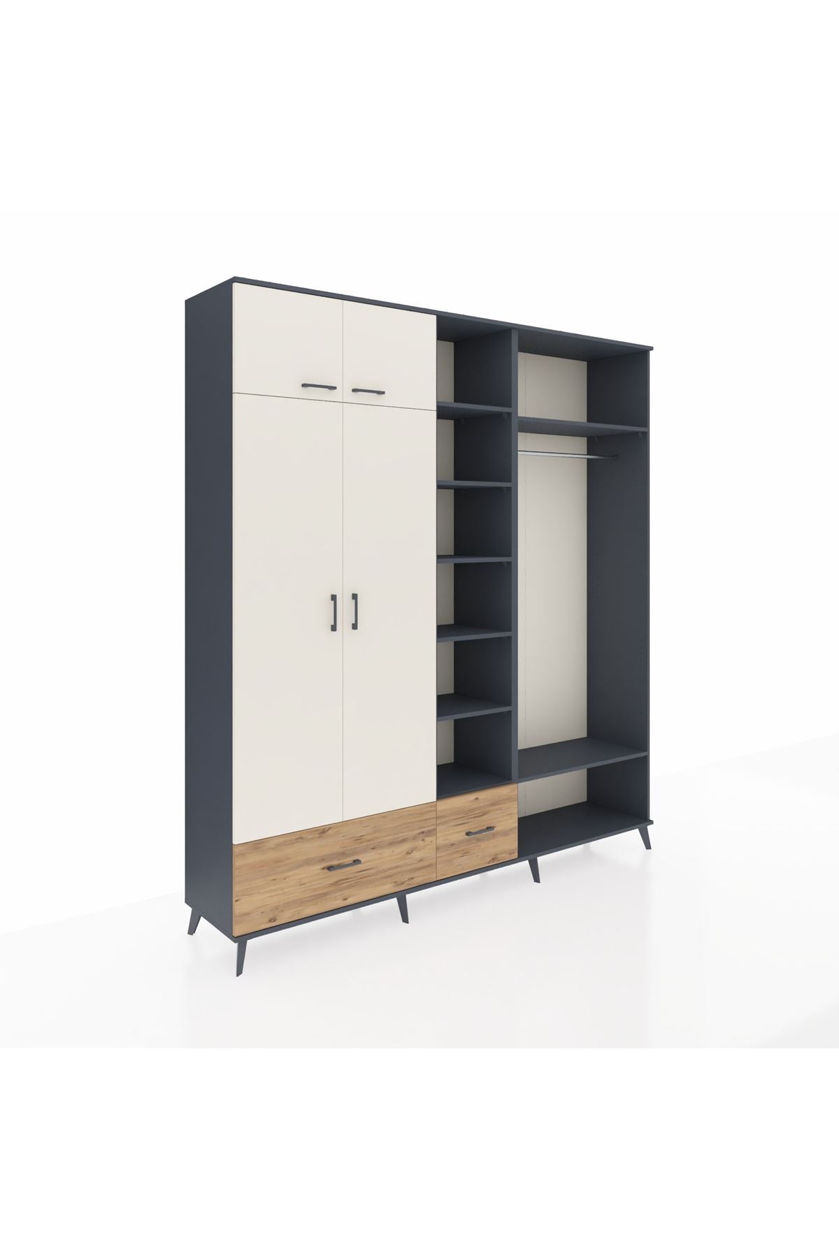 Hyperion Dolap 12 Raflı 2 Çekmeceli 2 Askılı 220x44x243 - S553M046V15B