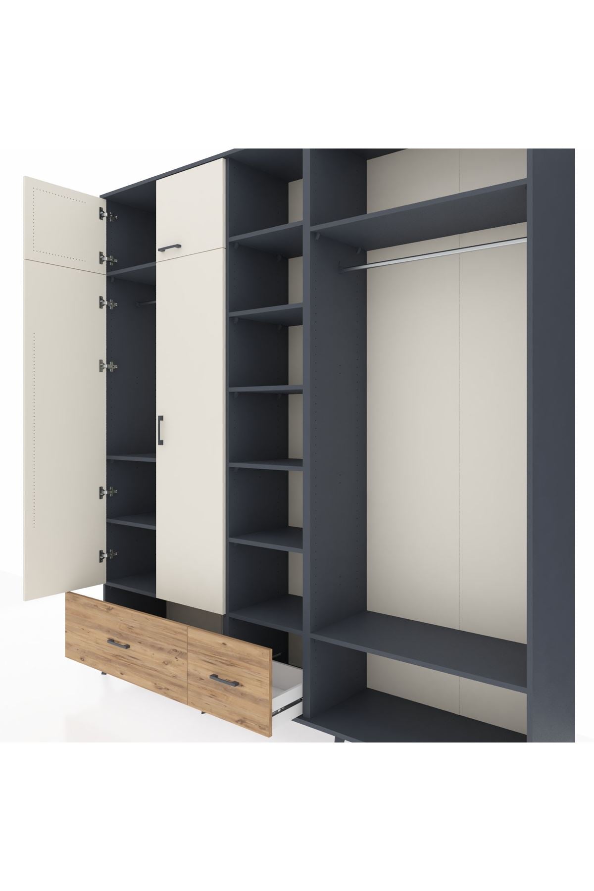 Hyperion Dolap 12 Raflı 2 Çekmeceli 2 Askılı 220x44x243 - S553M046V15B