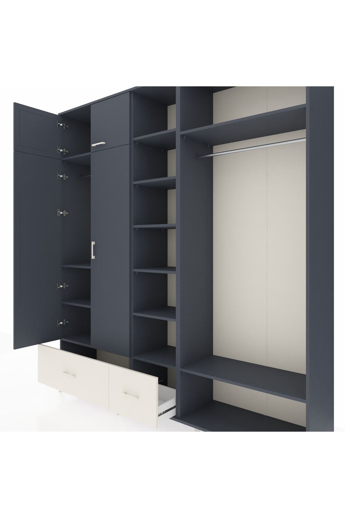 Hyperion Dolap 12 Raflı 2 Çekmeceli 2 Askılı 220x44x243 - S553M046V16B