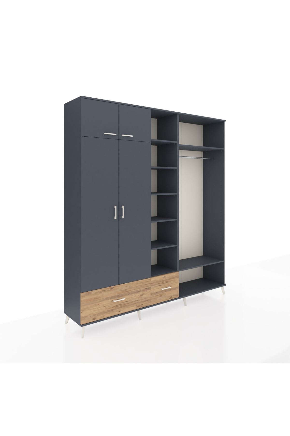 Hyperion Dolap 12 Raflı 2 Çekmeceli 2 Askılı 220x44x243 - S553M046V18B