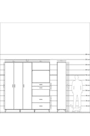 Hyperion Dolap 12 Raflı 4 Çekmeceli Tek Askılı 220x44x243 - S553M047V17B
