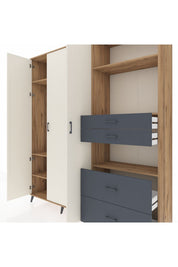 Hyperion Dolap 12 Raflı 4 Çekmeceli Tek Askılı 220x44x243 - S553M047V23B
