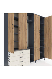 Hyperion Dolap 14 Raflı 4 Çekmeceli Tek Askılı 220x44x243 - S553M048V10B