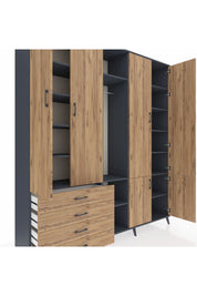 Hyperion Dolap 14 Raflı 4 Çekmeceli Tek Askılı 220x44x243 - S553M048V12B