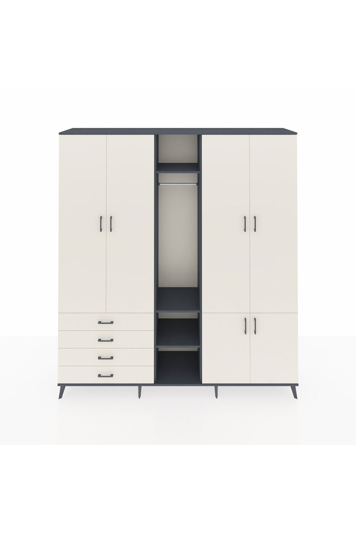 Hyperion Dolap 14 Raflı 4 Çekmeceli Tek Askılı 220x44x243 - S553M048V13B