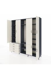Hyperion Dolap 14 Raflı 4 Çekmeceli Tek Askılı 220x44x243 - S553M048V13B