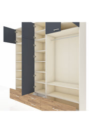 Hyperion Dolap 18 Raflı 4 Çekmeceli Tek Askılı 220x44x243 - S553M050V09B