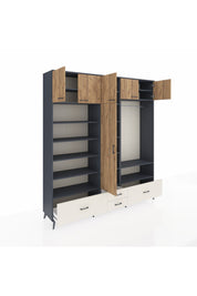 Hyperion Dolap 18 Raflı 4 Çekmeceli Tek Askılı 220x44x243 - S553M050V10B
