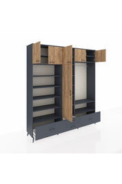 Hyperion Dolap 18 Raflı 4 Çekmeceli Tek Askılı 220x44x243 - S553M050V11B