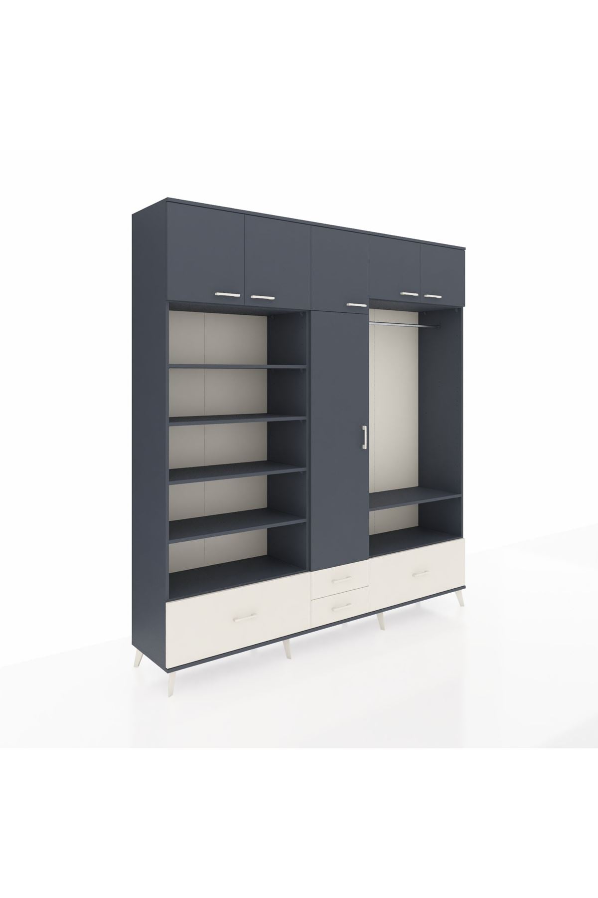 Hyperion Dolap 18 Raflı 4 Çekmeceli Tek Askılı 220x44x243 - S553M050V16B