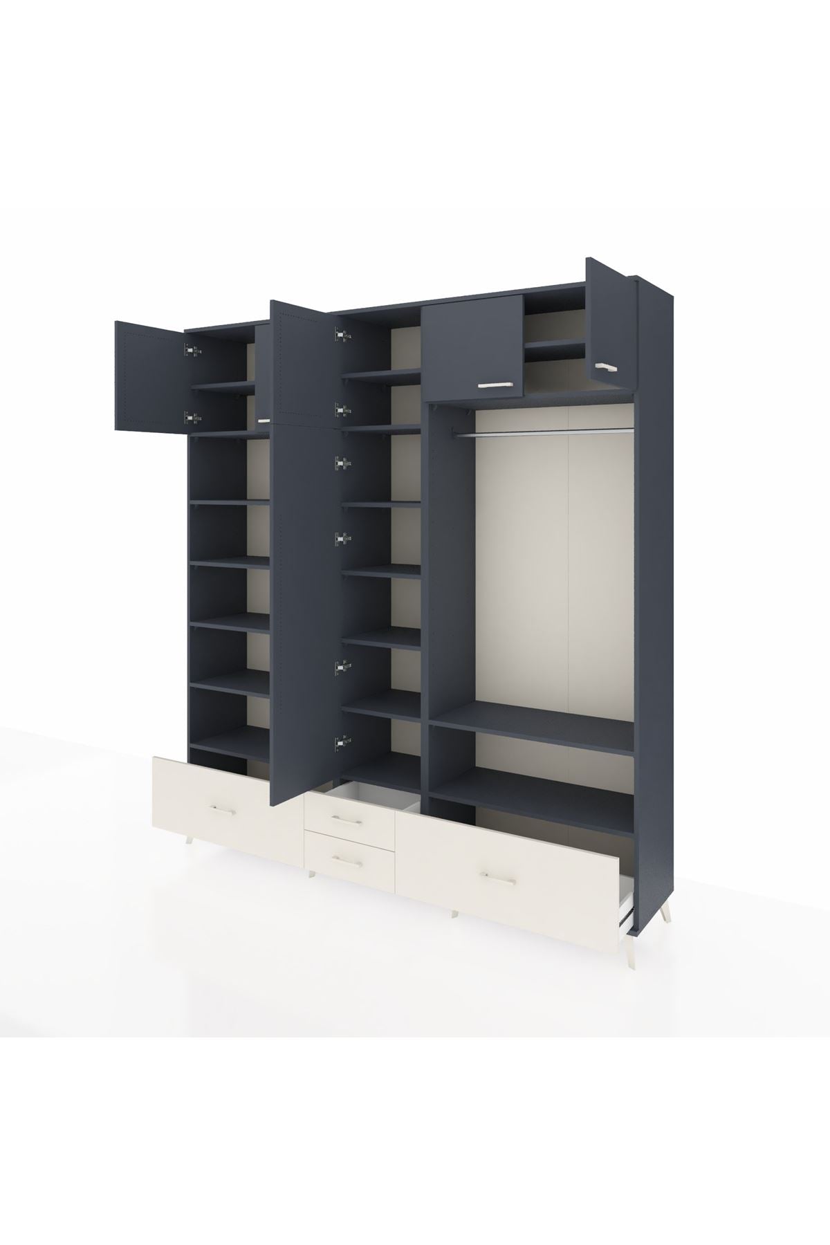 Hyperion Dolap 18 Raflı 4 Çekmeceli Tek Askılı 220x44x243 - S553M050V16B