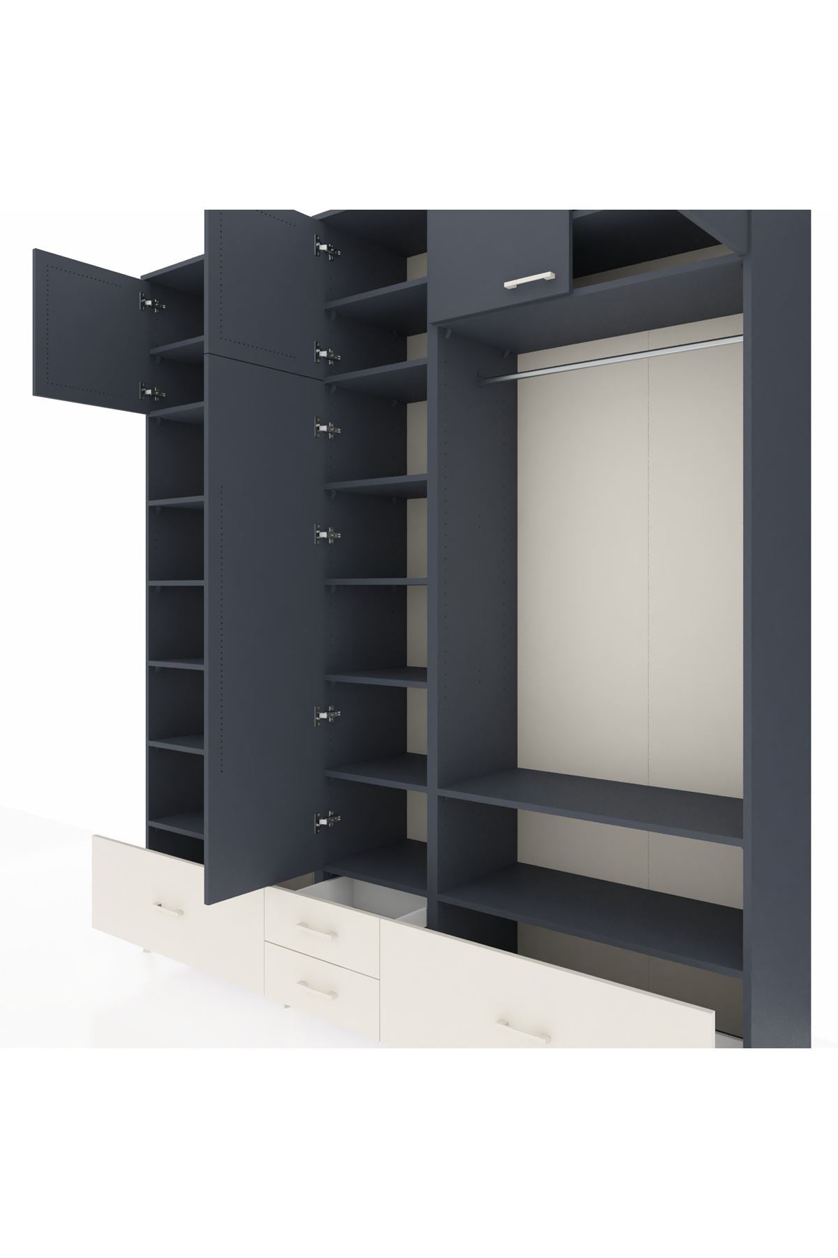 Hyperion Dolap 18 Raflı 4 Çekmeceli Tek Askılı 220x44x243 - S553M050V16B
