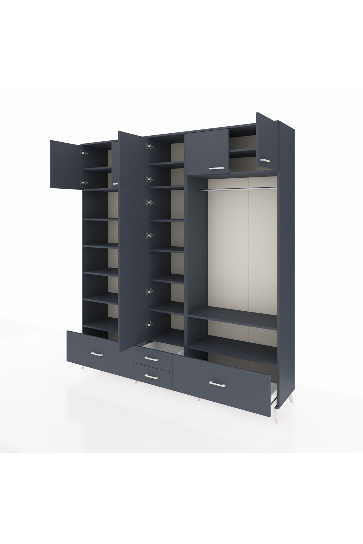 Hyperion Dolap 18 Raflı 4 Çekmeceli Tek Askılı 220x44x243 - S553M050V17B