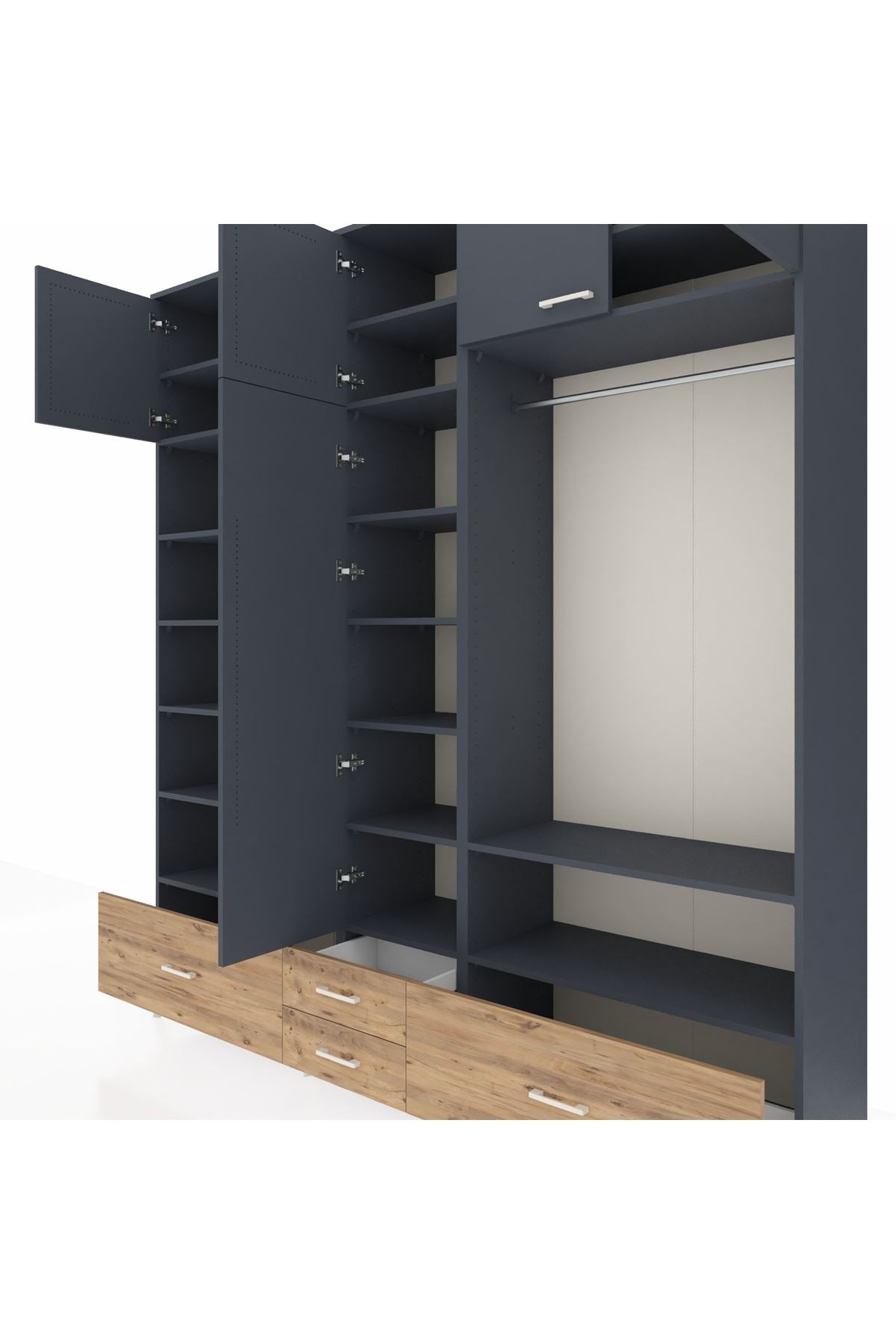 Hyperion Dolap 18 Raflı 4 Çekmeceli Tek Askılı 220x44x243 - S553M050V18B
