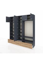 Hyperion Dolap 18 Raflı 4 Çekmeceli Tek Askılı 220x44x243 - S553M050V18B