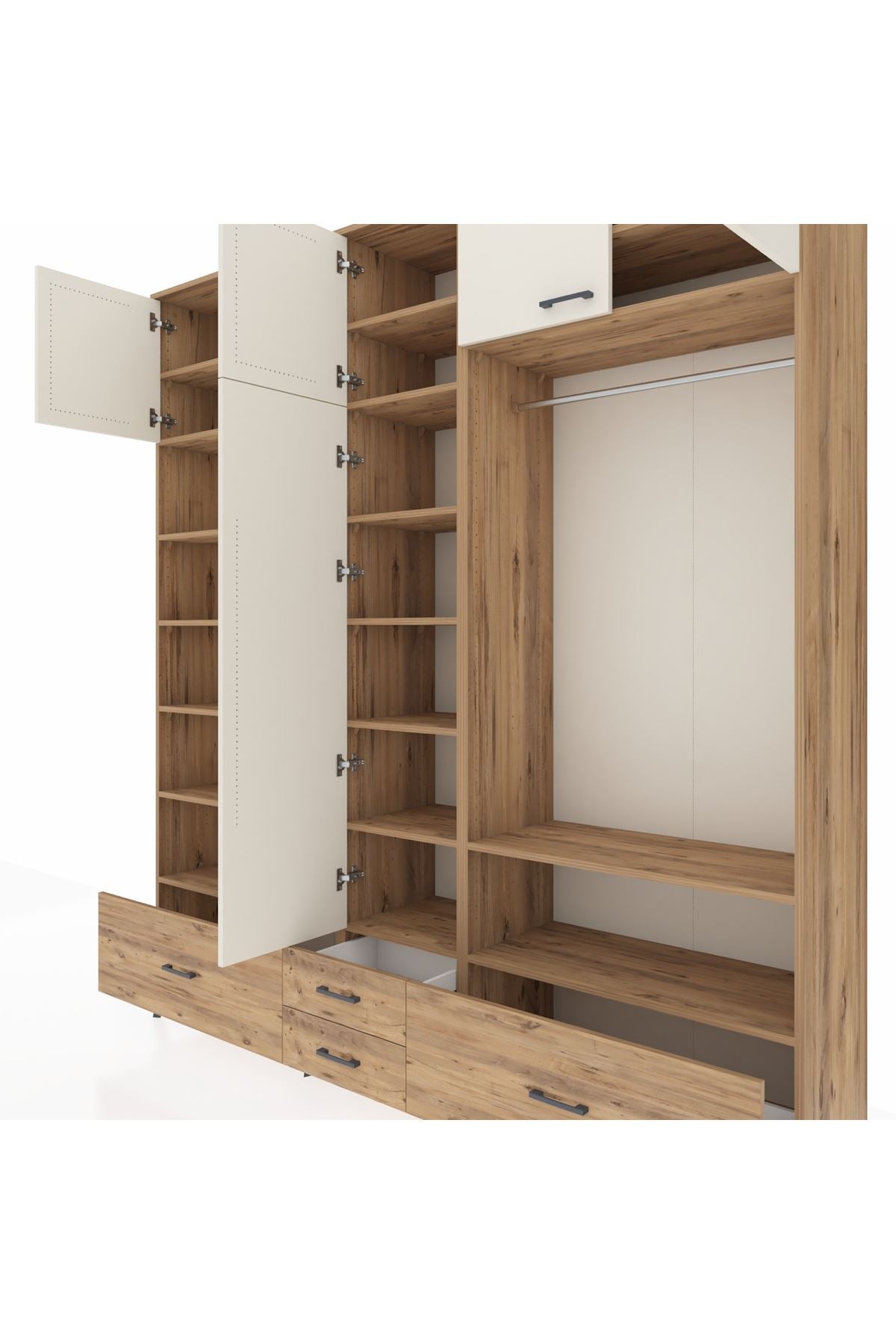 Hyperion Dolap 18 Raflı 4 Çekmeceli Tek Askılı 220x44x243 - S553M050V24B