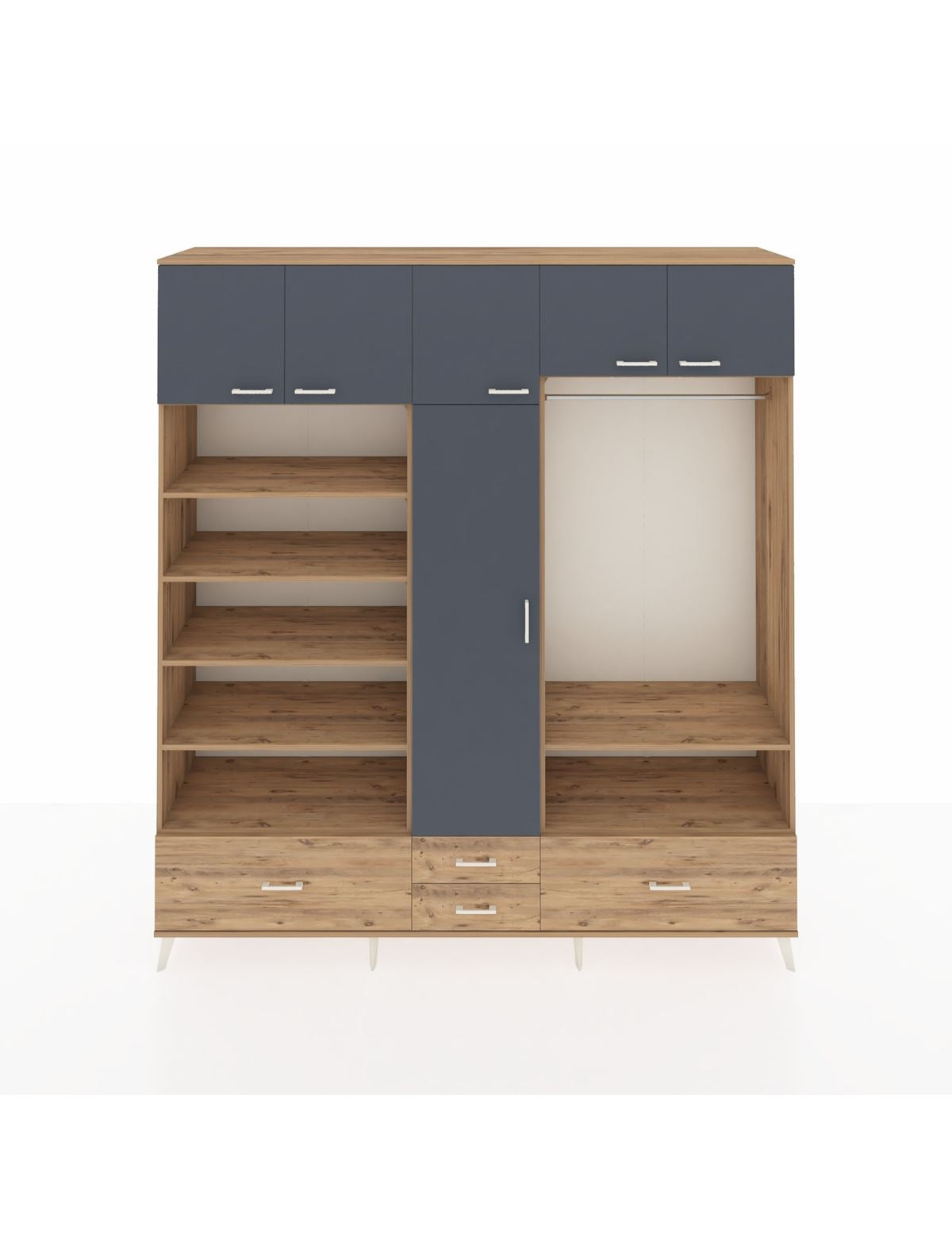 Hyperion Dolap 18 Raflı 4 Çekmeceli Tek Askılı 220x44x243 - S553M050V27B