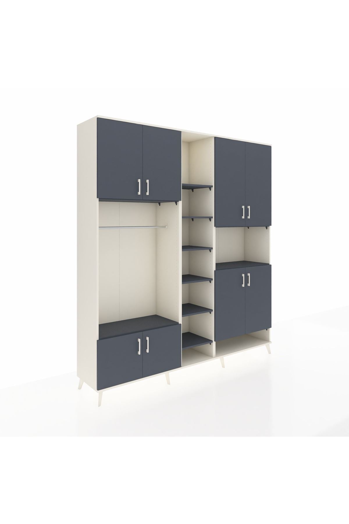 Hyperion Dolap 18 Raflı 8 Kapaklı Tek Askılı 220x44x243 - S553M051V08B