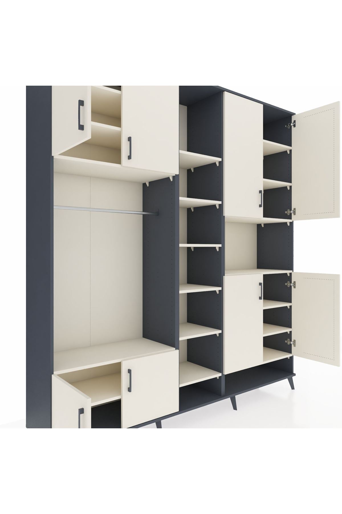 Hyperion Dolap 18 Raflı 8 Kapaklı Tek Askılı 220x44x243 - S553M051V13B