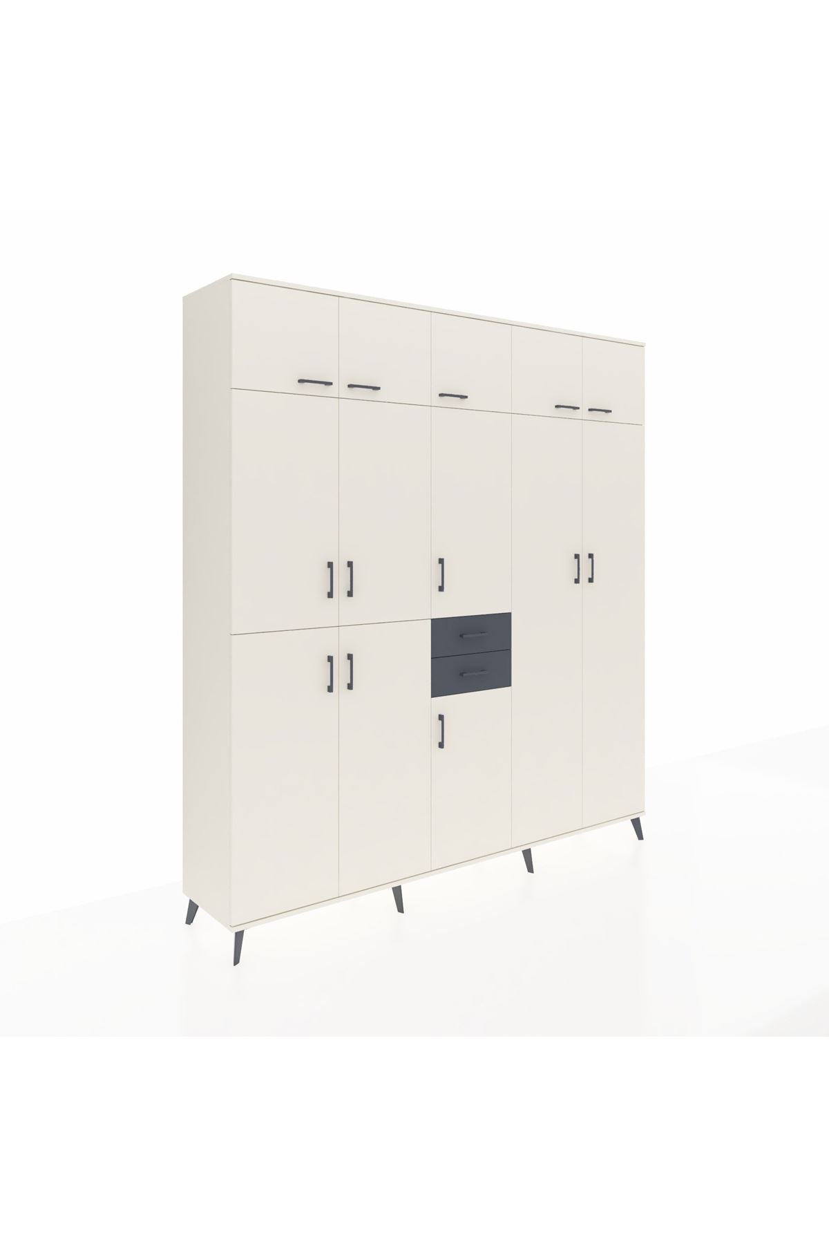 Hyperion Dolap 10 Raflı 2 Çekmeceli 3 Askılı 220x44x243 - S553M053V05B