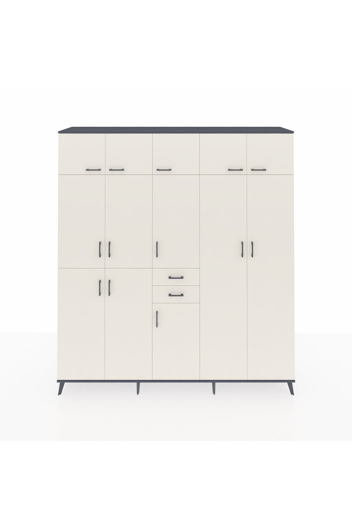 Hyperion Dolap 10 Raflı 2 Çekmeceli 3 Askılı 220x44x243 - S553M053V13B
