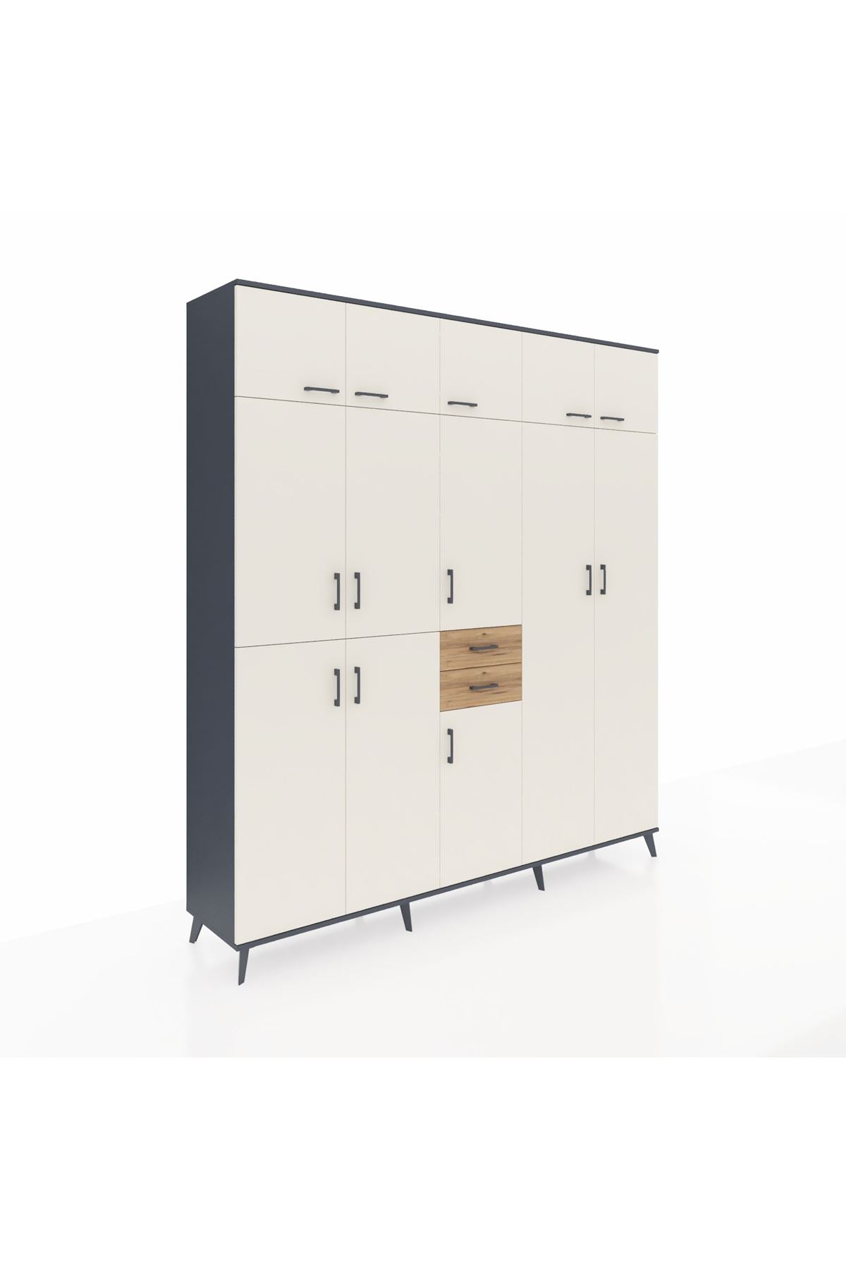 Hyperion Dolap 10 Raflı 2 Çekmeceli 3 Askılı 220x44x243 - S553M053V15B