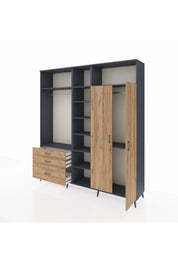 Hyperion Dolap 10 Raflı 3 Çekmeceli 2 Askılı 220x44x243 - S553M054V12B
