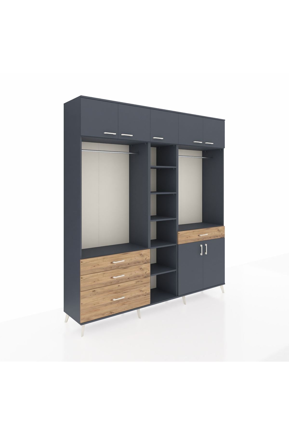 Hyperion Dolap 11 Raflı 4 Çekmeceli 2 Askılı 220x44x243 - S553M056V18B